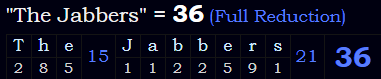 "The Jabbers" = 36 (Full Reduction)
