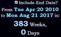 383 Weeks, 0 Days