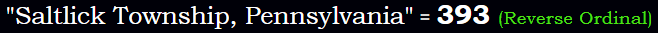 Saltlick Township, Pennsylvania = 393 Reverse Ordinal