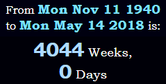 4044 Weeks, 0 Days