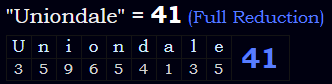 "Uniondale" = 41 (Full Reduction)