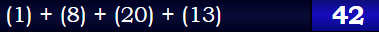 (1) + (8) + (20) + (13) = 42