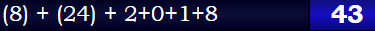 (8) + (24) + 2+0+1+8 = 43