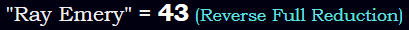 "Ray Emery" = 43 (Reverse Full Reduction)