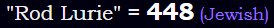 "Rod Lurie" = 448 (Jewish)