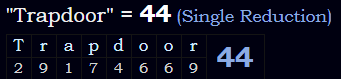 "Trapdoor" = 44 (Single Reduction)