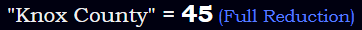 "Knox County" = 45 (Full Reduction)