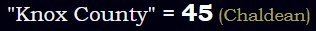 "Knox County" = 45 (Chaldean)