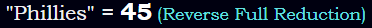 "Phillies" = 45 (Reverse Full Reduction)