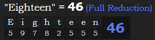 "Eighteen" = 46 (Full Reduction)