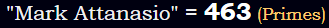 "Mark Attanasio" = 463 (Primes)