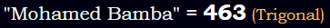 "Mohamed Bamba" = 463 (Trigonal)