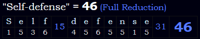 "Self-defense" = 46 (Full Reduction)