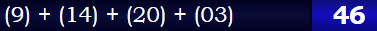 (9) + (14) + (20) + (03) = 46