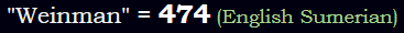 "Weinman" = 474 (English Sumerian)