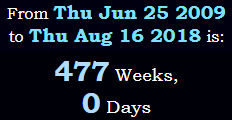 477 Weeks, 0 Days