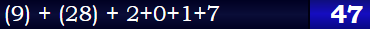 (9) + (28) + 2+0+1+7 = 47