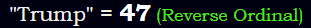 "Trump" = 47 (Reverse Ordinal)