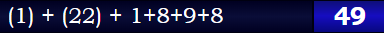 (1) + (22) + 1+8+9+8 = 49