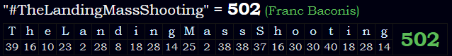 "#TheLandingMassShooting" = 502 (Franc Baconis)