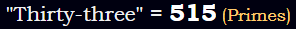 "Thirty-three" = 515 (Primes)