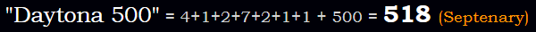 "Daytona 500" = 518 (Septenary)