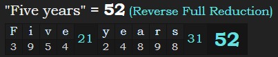 "Five years" = 52 (Reverse Full Reduction)