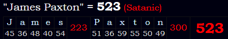 "James Paxton" = 523 (Satanic)