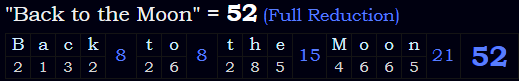 "Back to the Moon" = 52 (Full Reduction)