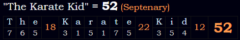"The Karate Kid" = 52 (Septenary)