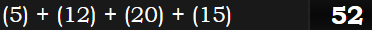 (5) + (12) + (20) + (15) = 52