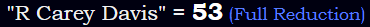 "R Carey Davis" = 53 (Full Reduction)