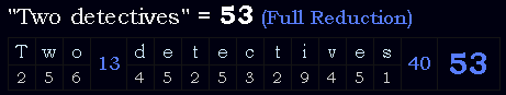 "Two detectives" = 53 (Full Reduction)