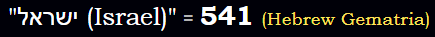 "ישראל (Israel)" = 541 (Hebrew Gematria)