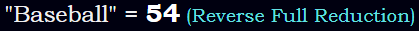 "Baseball" = 54 (Reverse Full Reduction)"Baseball" = 54 (Reverse Full Reduction)