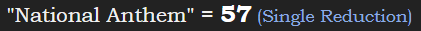 "National Anthem" = 57 (Single Reduction)