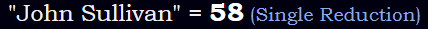 "John Sullivan" = 58 (Single Reduction)