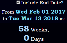 Exactly 58 weeks