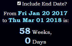 Exactly 58 weeks