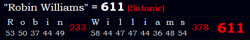 "Robin Williams" = 611 (Satanic)