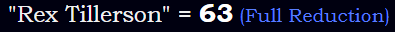 "Rex Tillerson" = 63 (Full Reduction)