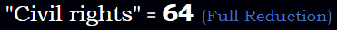 Civil rights = 64 Reduction