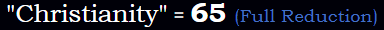 "Christianity" = 65 (Full Reduction)