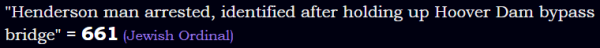 "Henderson man arrested, identified after holding up Hoover Dam bypass bridge" = 661 (Jewish Ordinal)