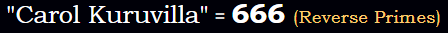 "Carol Kuruvilla" = 666 (Reverse Primes)