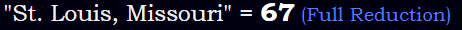 "St. Louis, Missouri" = 67 (Full Reduction)