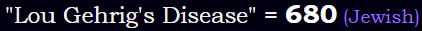 "Lou Gehrig's Disease" = 680 (Jewish)