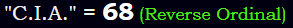 "C.I.A." = 68 (Reverse Ordinal)