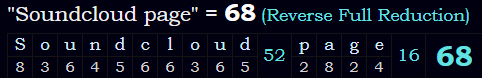 "Soundcloud page" = 68 (Reverse Full Reduction)