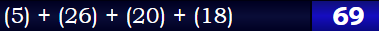 (5) + (26) + (20) + (18) = 69